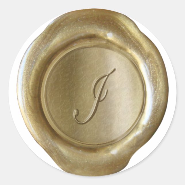 Sticker Rond Monogramme de cire - Or - Script I - (Devant)