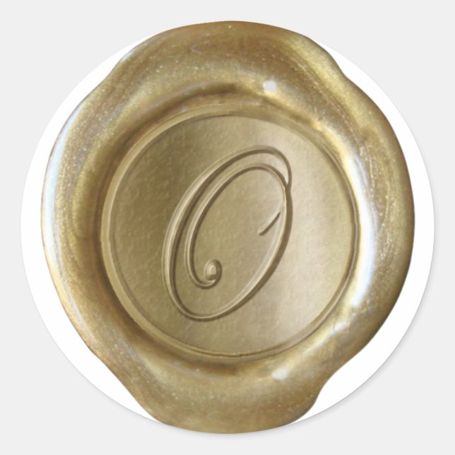 Sticker Rond Monogramme de cire - Or - Script O - (Devant)