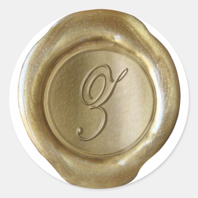 Sticker Rond Monogramme de cire - Or - Script Z - (Devant)