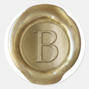 Sticker Rond Monogramme de cire - Or - Serif B -
