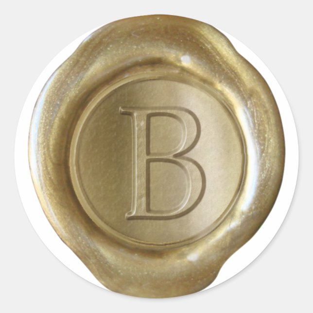 Sticker Rond Monogramme de cire - Or - Serif B - (Devant)