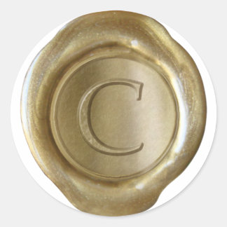 Sticker Rond Monogramme de cire - Or - Serif C -