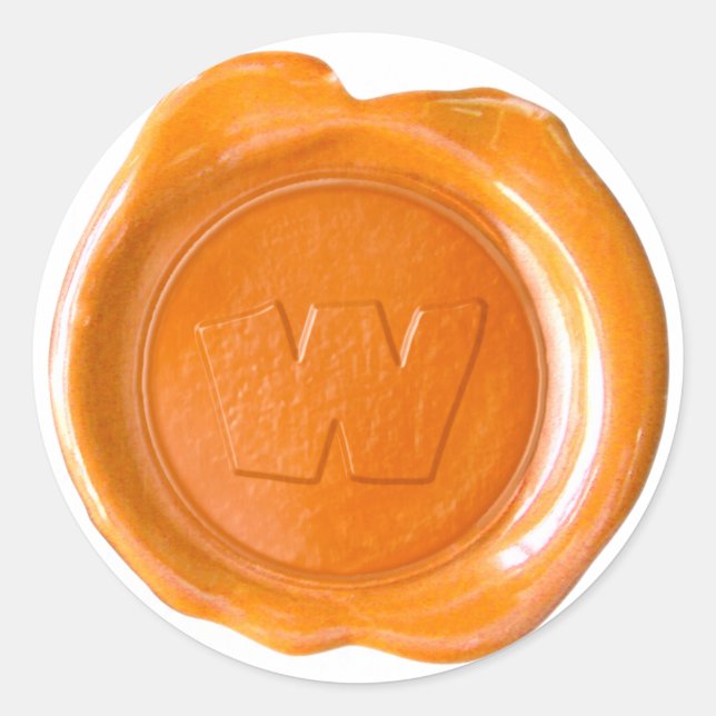 Sticker Rond Monogramme de cire - Orange - W - (Devant)
