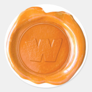 Sticker Rond Monogramme de cire - Orange - W -