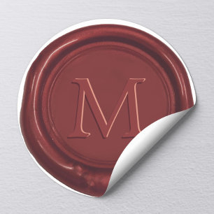 Sticker Rond Monogramme de cire rouge Mariage classique Favoris