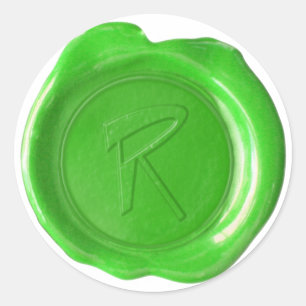 Sticker Rond Monogramme de cire - Vert - R -