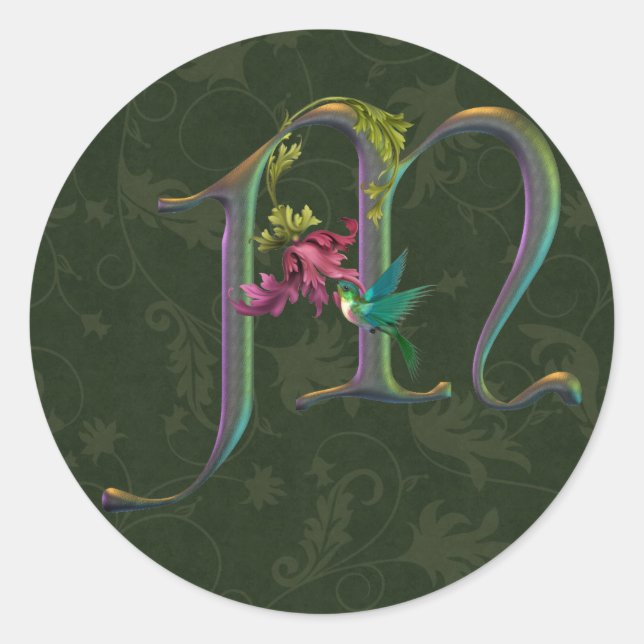 Sticker Rond Monogramme de colibri M (Devant)