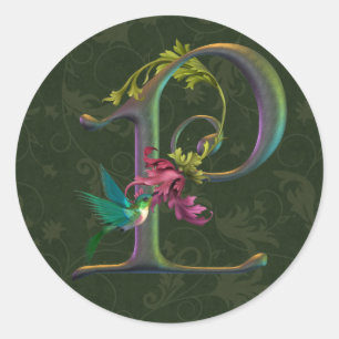 Sticker Rond Monogramme de colibri P
