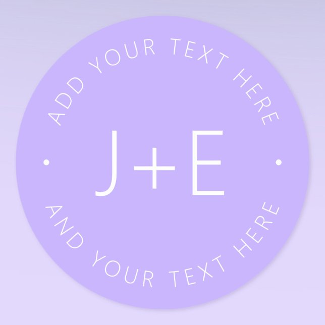 Sticker Rond Monogramme de couples DIY élégant & Lavande modifi (Créateur téléchargé)