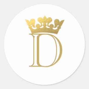 Sticker Rond Monogramme de couronne d'or