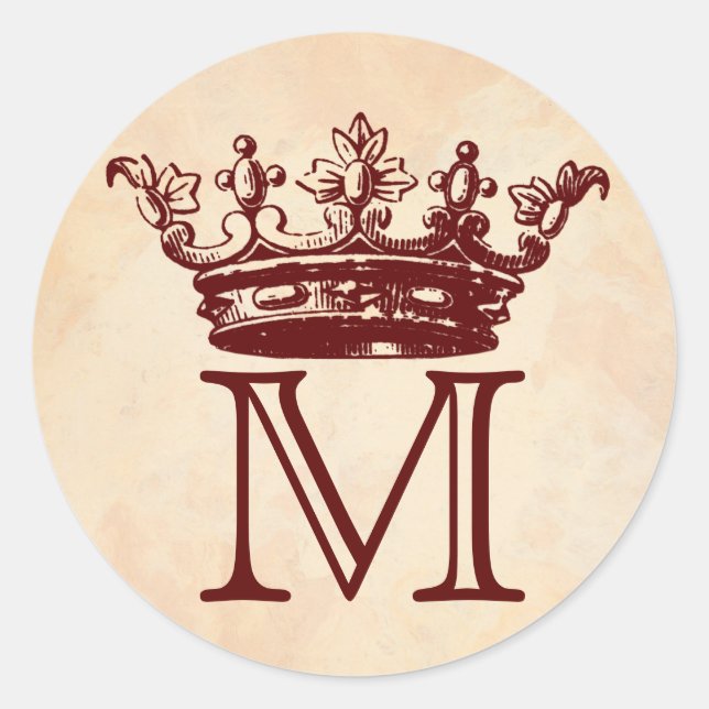 Sticker Rond Monogramme de couronne vintage (Devant)