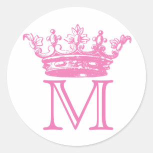 Sticker Rond Monogramme de couronne vintage