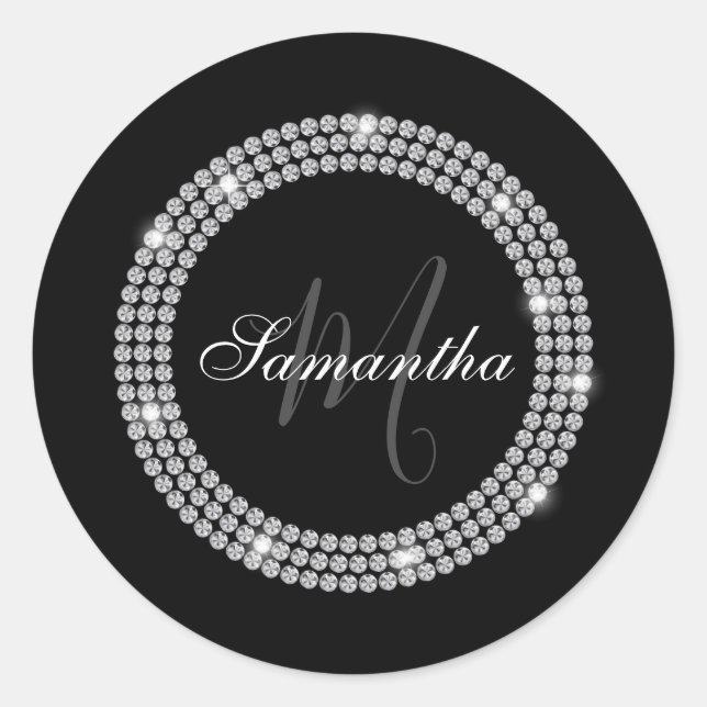 Sticker Rond Monogramme de diamants (Devant)