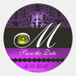 Sticker Rond MONOGRAMME DE DOMMASQUES NOIR ET PURPLE, YellowTop