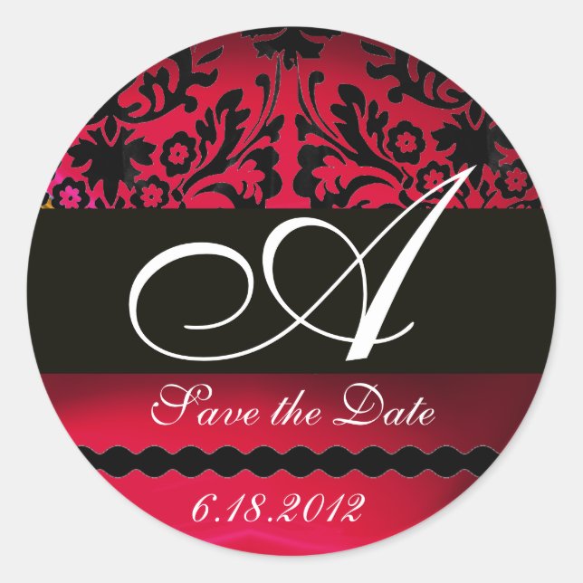 Sticker Rond MONOGRAMME DE DOMMASSE NOIR ET ROUGE, Ruby (Devant)