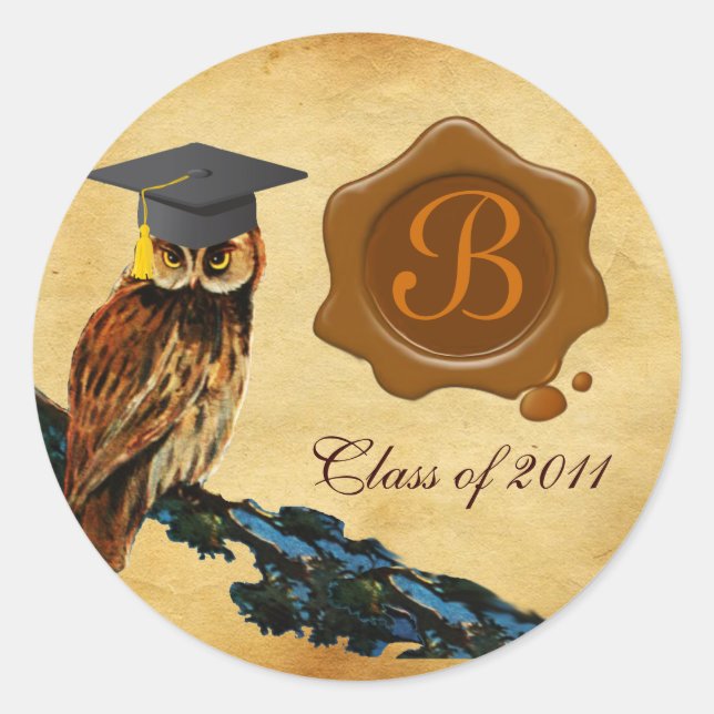 STICKER ROND MONOGRAMME DE GRADUM DU PARCHEMENT DE LA BOULE BRO (Devant)