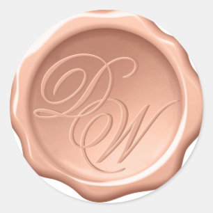 Sticker Rond Monogramme de joint de cire Brown 2 Initiales Call