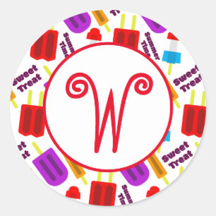 Sticker Rond Monogramme de la barre de jus congelée en été
