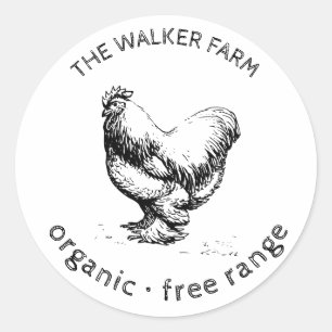 Sticker Rond monogramme de la ferme de poulet rustique