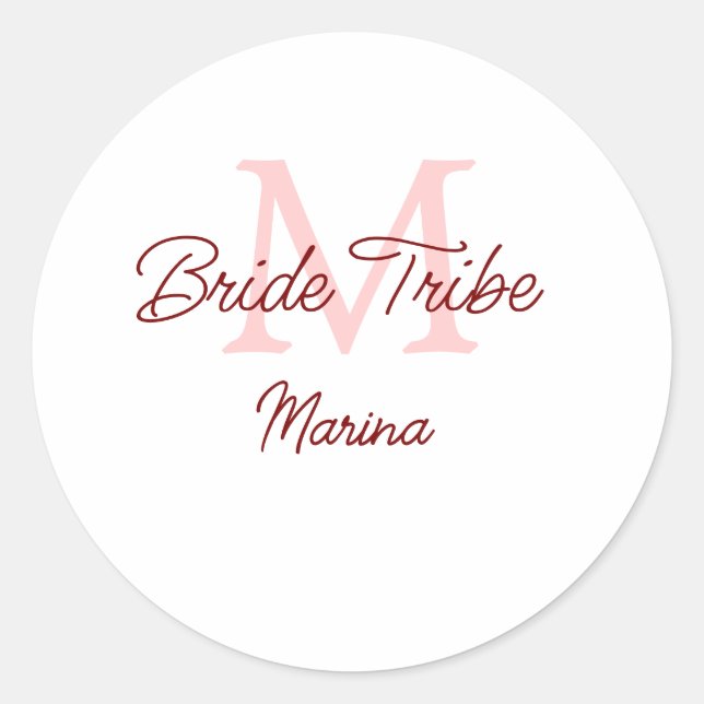 Sticker Rond Monogramme de la tribu de la mariée simple mini ro (Devant)