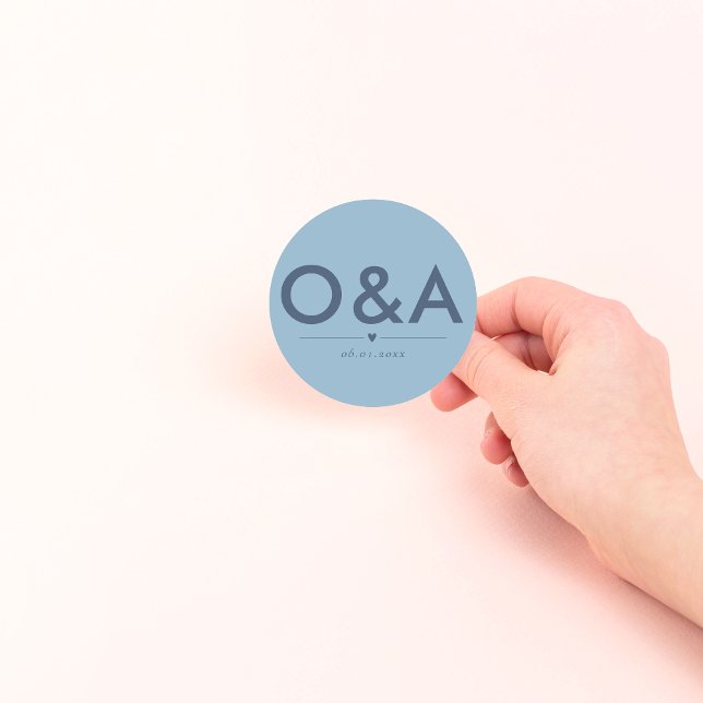 Sticker Rond Monogramme de l'enveloppe Mariage moderne | Bleu C (Créateur téléchargé)