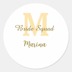 Sticker Rond Monogramme de l'équipe de la mariée simple shower 