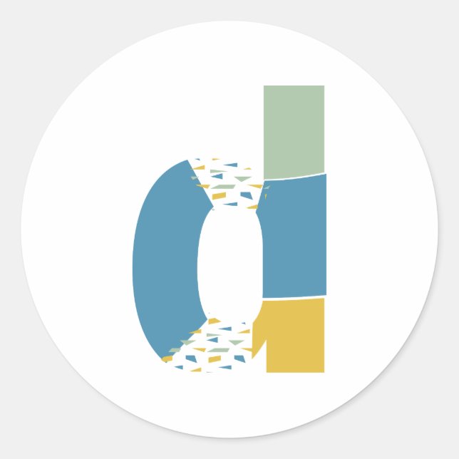 Sticker Rond Monogramme de lettre D abstrait moderne personnali (Devant)