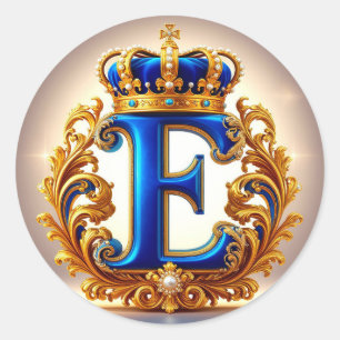 Sticker Rond Monogramme de lettre E bleu royal