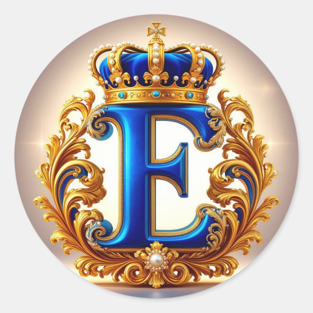 Sticker Rond Monogramme de lettre E bleu royal (Devant)