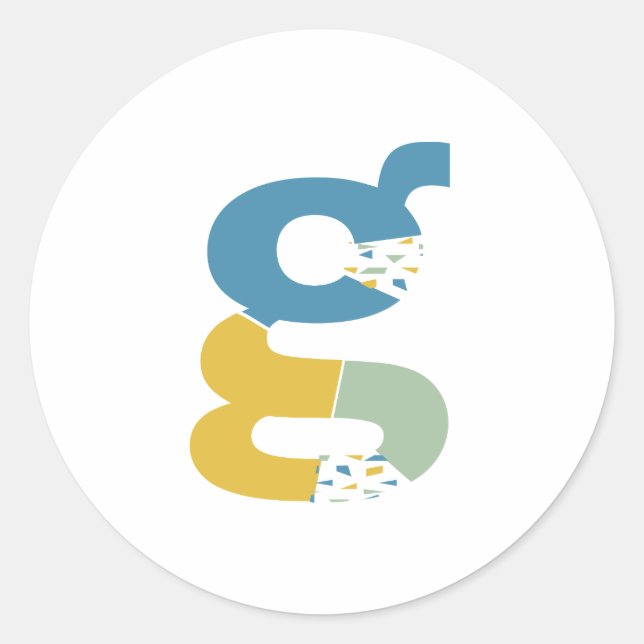 Sticker Rond Monogramme de lettre G abstrait moderne personnali (Devant)