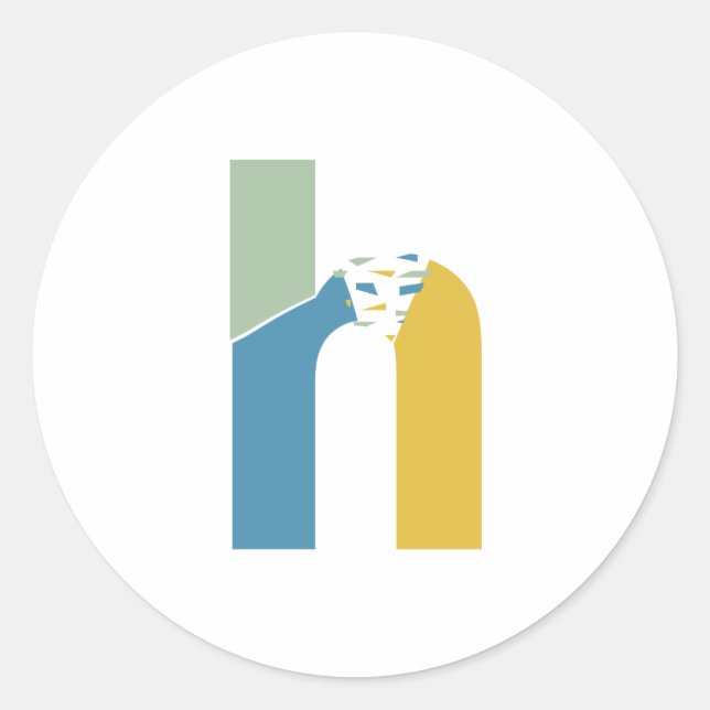 Sticker Rond Monogramme de lettre H abstrait moderne personnali (Devant)