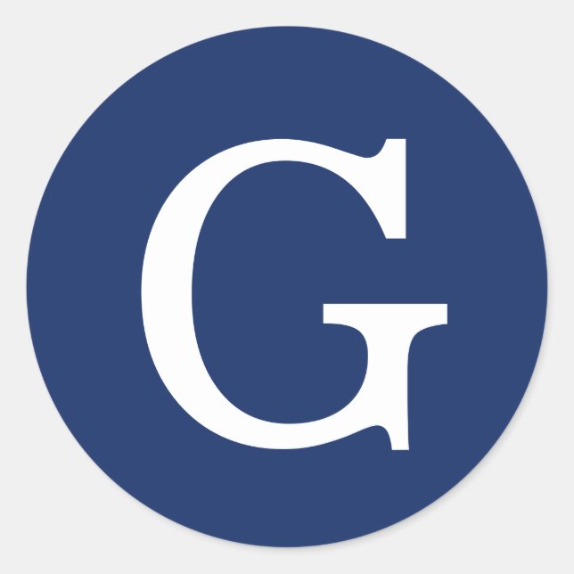 Sticker Rond Monogramme de lettre initiale bleu blanc simple (Devant)