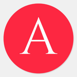 Sticker Rond Monogramme de lettre initiale rouge blanc simple