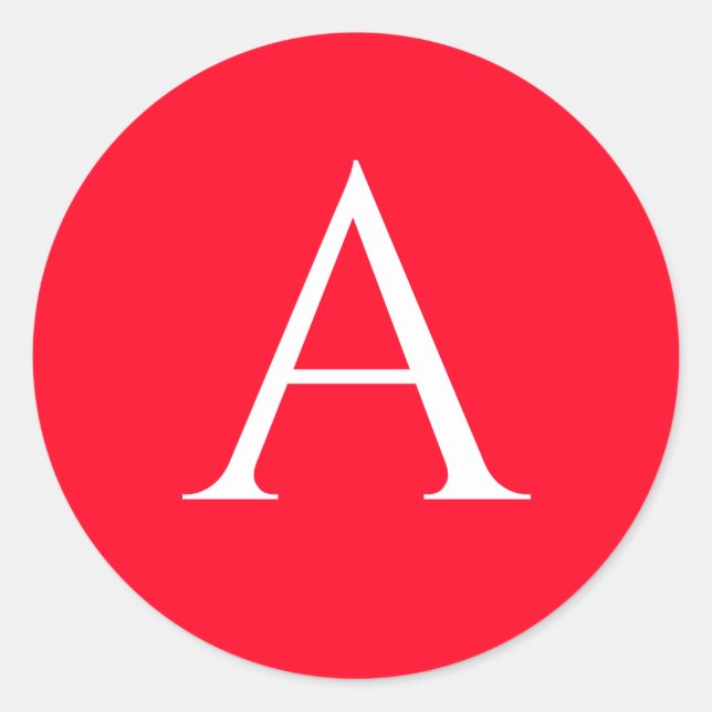 Sticker Rond Monogramme de lettre initiale rouge blanc simple (Devant)