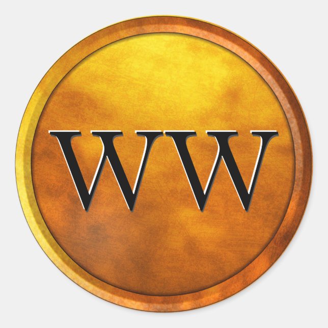 Sticker Rond Monogramme de luxe en or intégré (Devant)