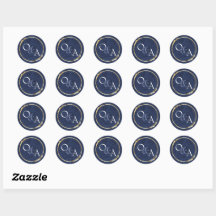 Monogramme de mariage bleu et or, cadeau de fête
