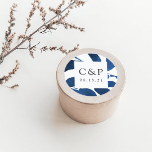 Sticker Rond Monogramme de Mariage botanique pressé