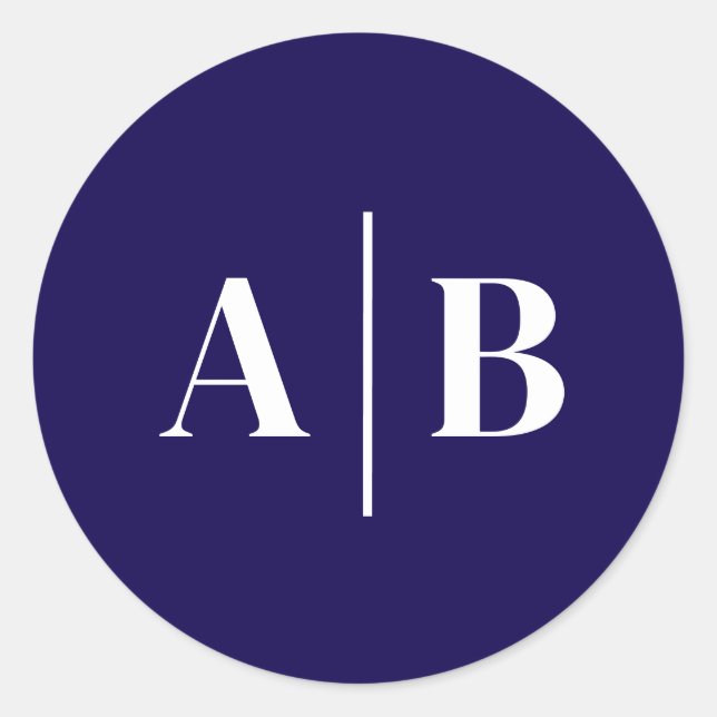 Sticker Rond Monogramme de mariage couleur de fond modifiable (Devant)