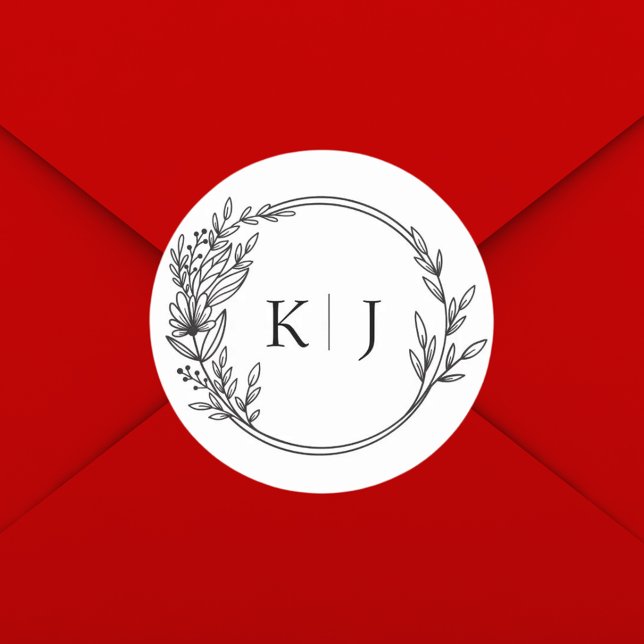 Sticker Rond Monogramme de mariage élégant et modifiable (Créateur téléchargé)