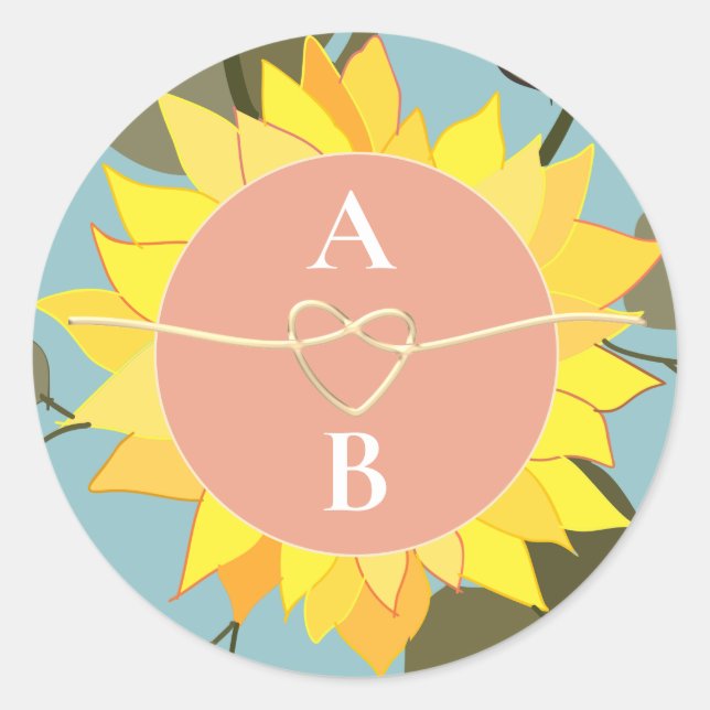 Sticker Rond Monogramme de mariage floral boho (Devant)