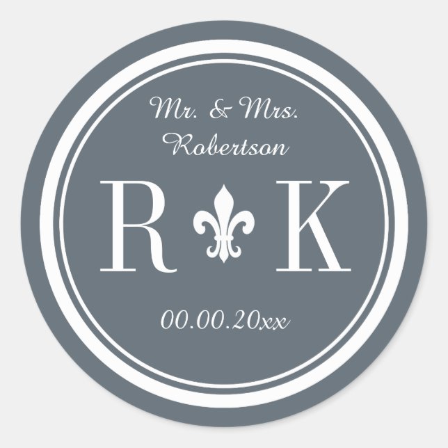 Sticker Rond Monogramme de mariage glamour parti pour autocolla (Devant)