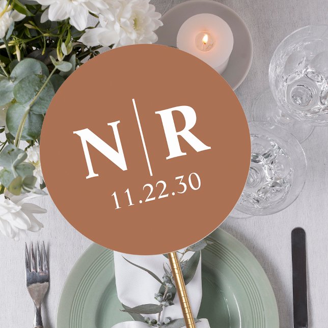 Sticker Rond Monogramme de mariage Initiales de la mariée et du (Créateur téléchargé)