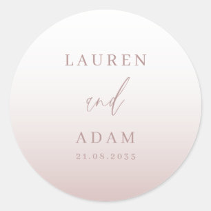 Sticker Rond Monogramme de mariage moderne en or rose
