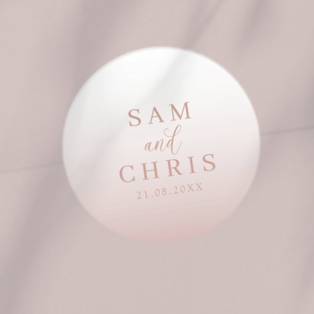 Sticker Rond Monogramme de mariage moderne en or rose (Créateur téléchargé)