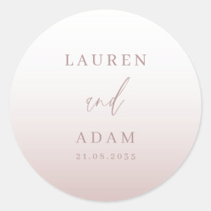 Sticker Rond Monogramme de Mariage or Rose moderne
