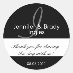 Sticker Rond Monogramme de mariée mariage et de chambre Je préf