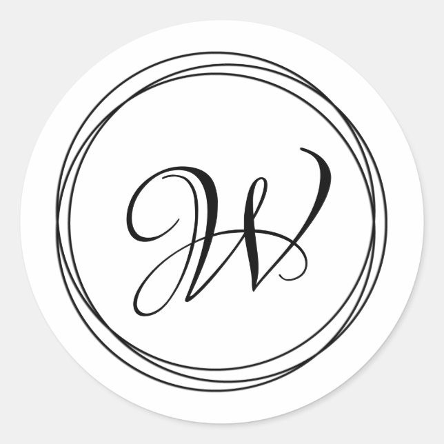 Sticker Rond Monogramme de motif circulaire moderne (Devant)