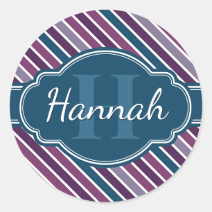Sticker Rond Monogramme de Motif Turquoise Gras Violet