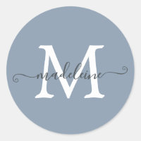 Monogramme de nom de script personnalisé Bleu pous
