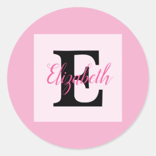 Sticker Rond Monogramme de nom de typographie minimaliste